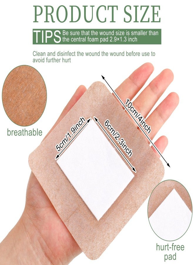 تيلينغ تيلينج 50 قطعة ضمادات لاصقة بنية كبيرة جدًا 4 × 4 بوصة ضمادات قماش مرنة للجروح لوازم تضميد الجروح وسادات غير لاصقة بالجملة للعناية بالجروح ضمادات الجلد (بني) - Image 2